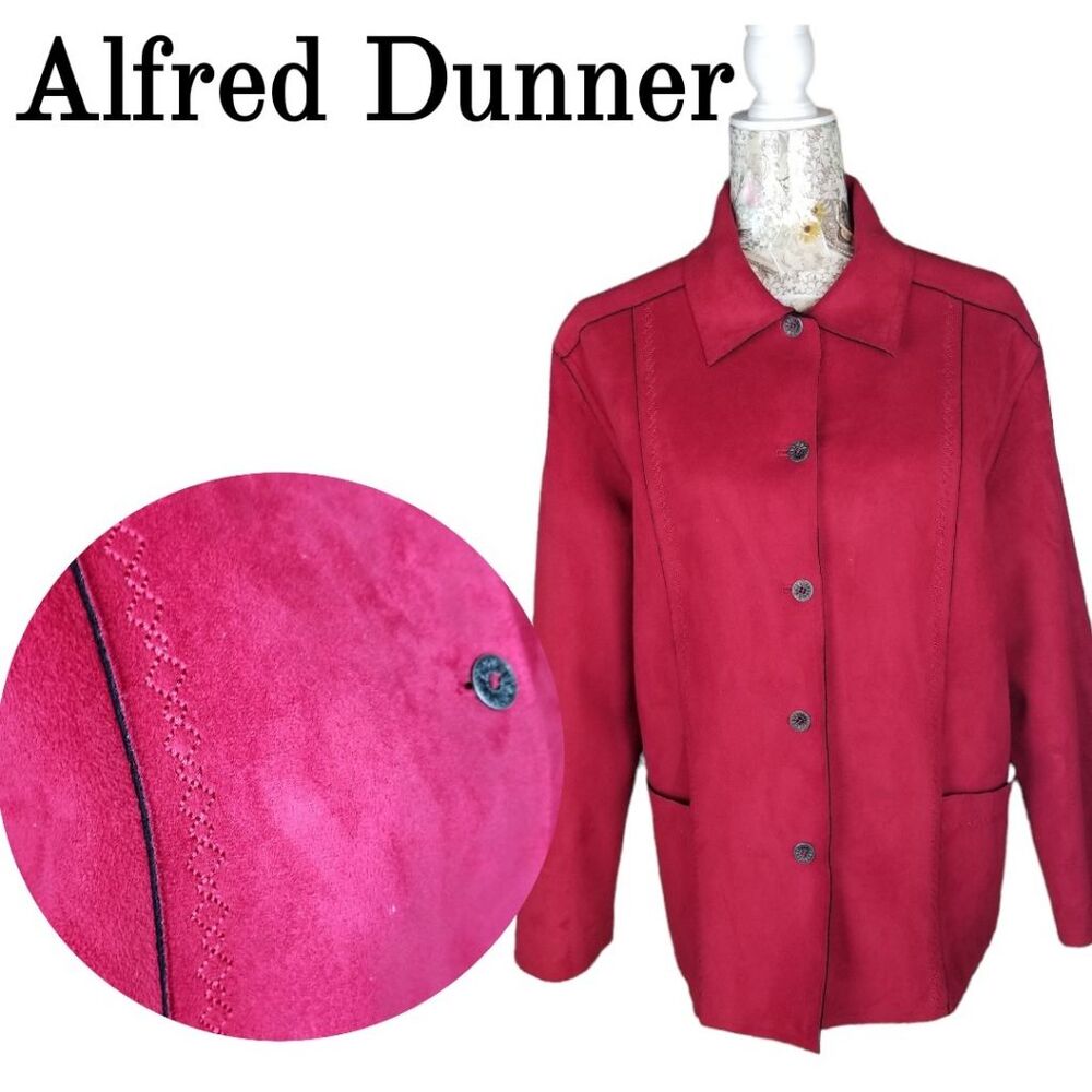 Alfred Dunner Red Microsuede Lightweight Jacket